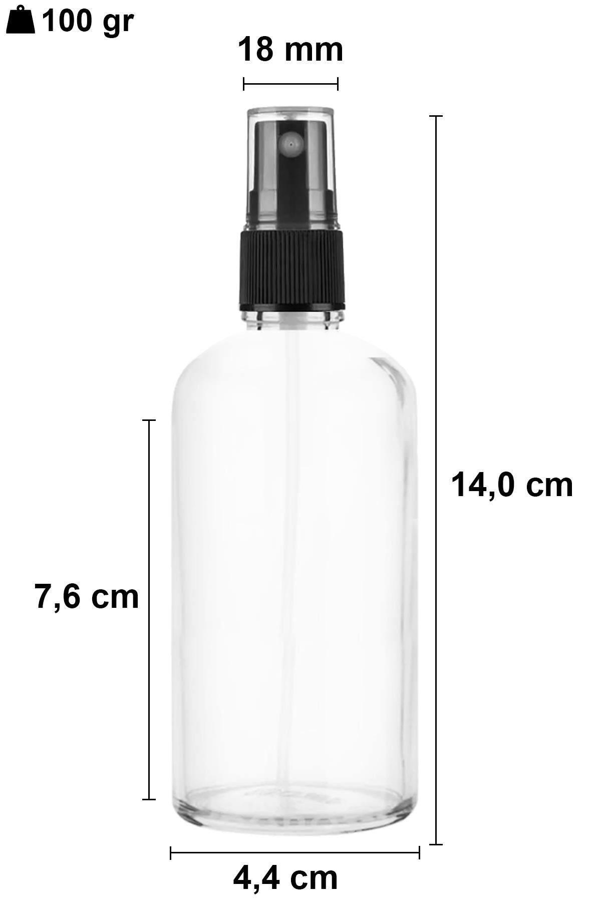 100cc Spreyli Şeffaf Cam Şişe