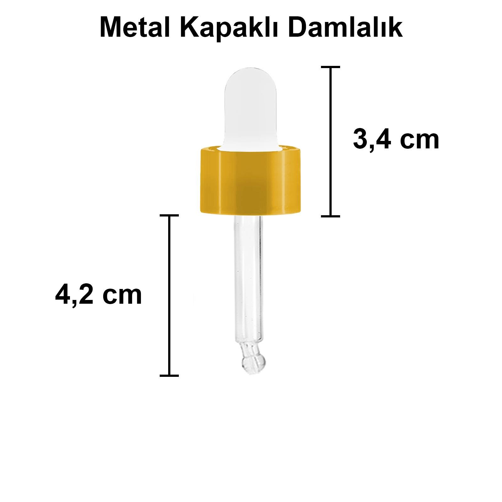 10cc Metal Damlalıklı Şeffaf Cam Şişe