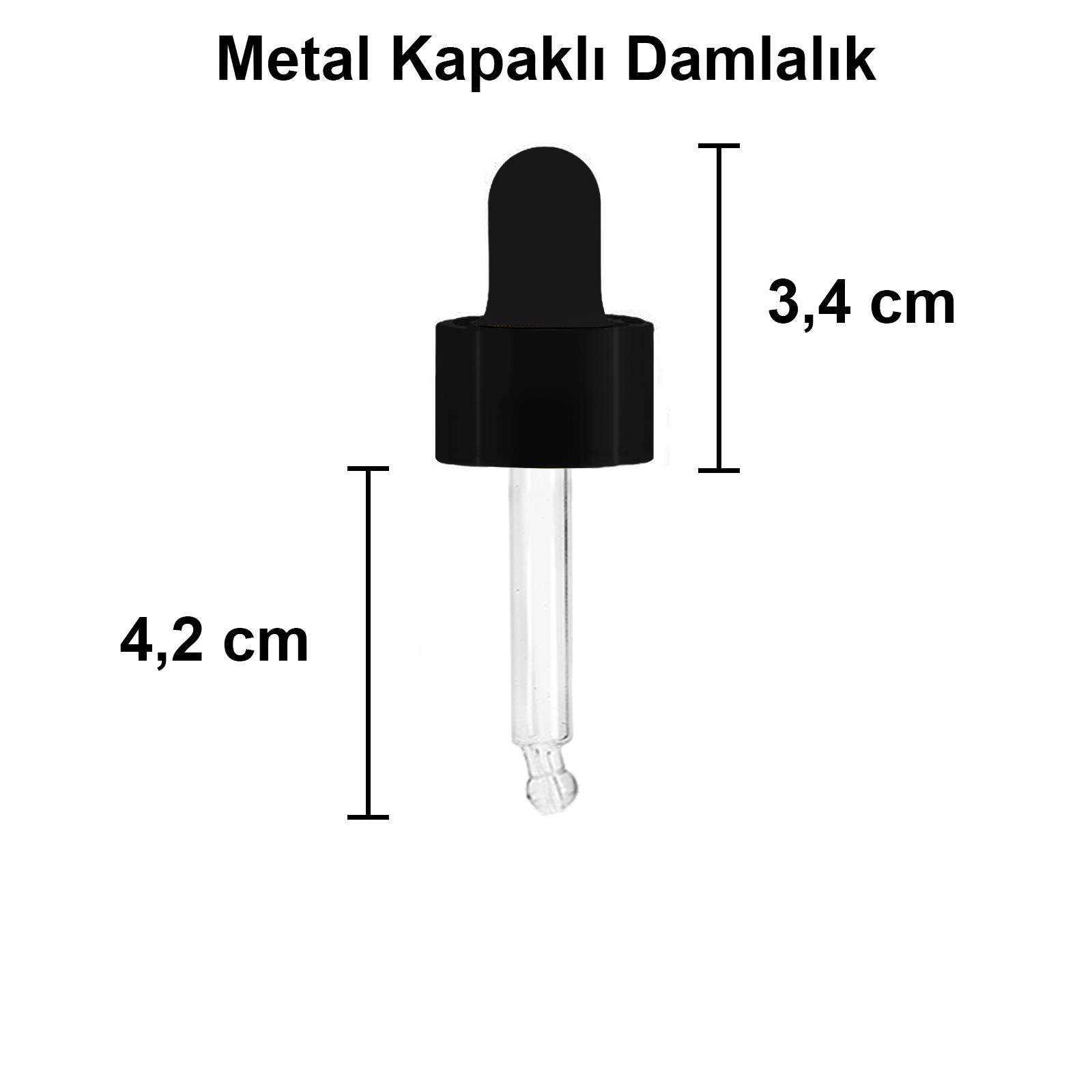 10cc Metal Damlalıklı Şeffaf Cam Şişe