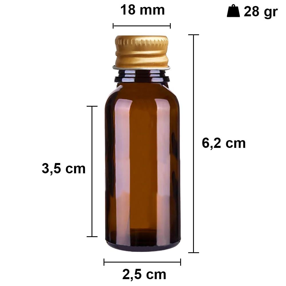 10cc Metal Kapaklı Amber Cam Şişe