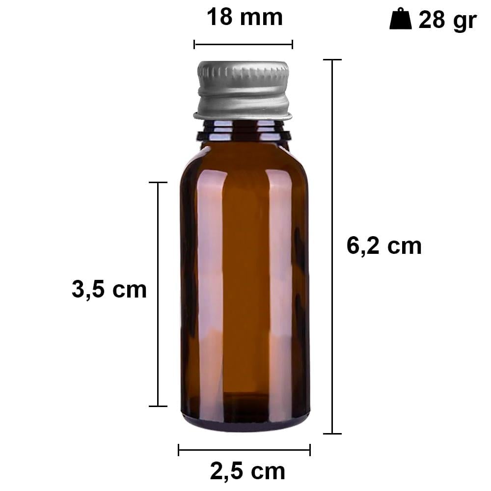10cc Metal Kapaklı Amber Cam Şişe