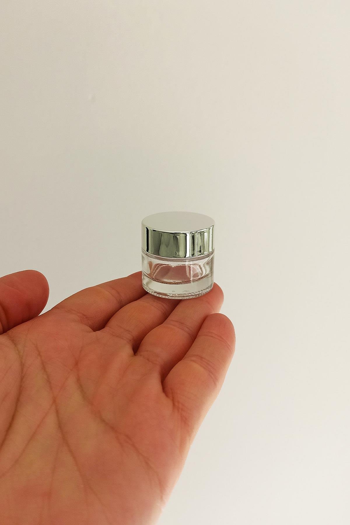 10cc Şeffaf Lip Balm Cam Krem Kavanoz Aynalı Kapak