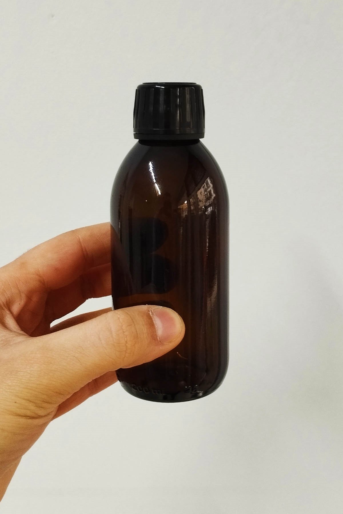 200cc Amber Ecza Cam Şişe Kapaklı