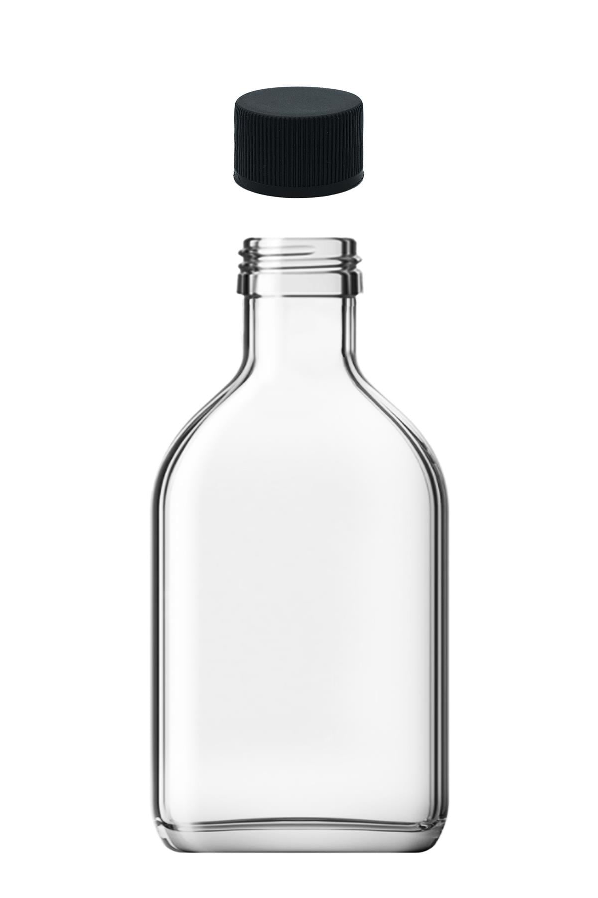 200cc Sızdırmaz Kapaklı Şeffaf Yassı Cam Şişe (Cold Brew)