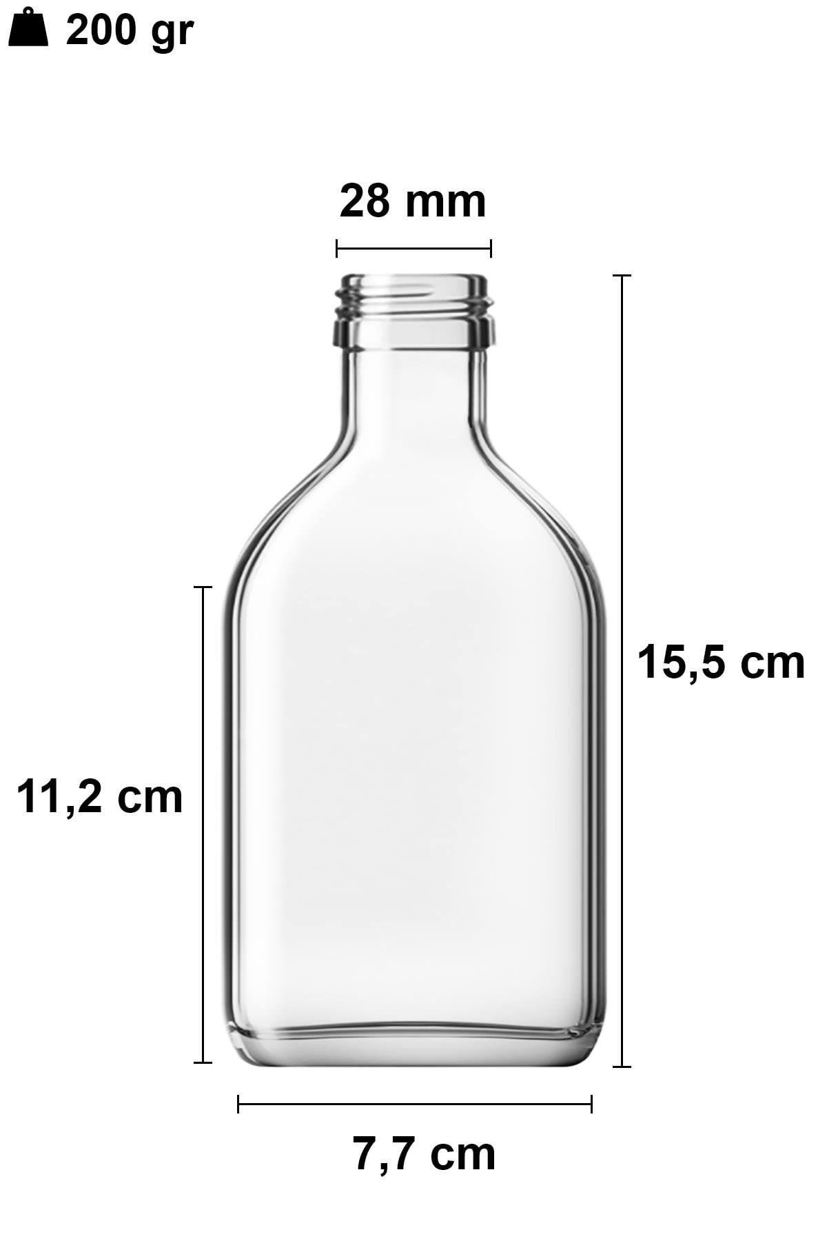 200cc Sızdırmaz Kapaklı Şeffaf Yassı Cam Şişe (Cold Brew)