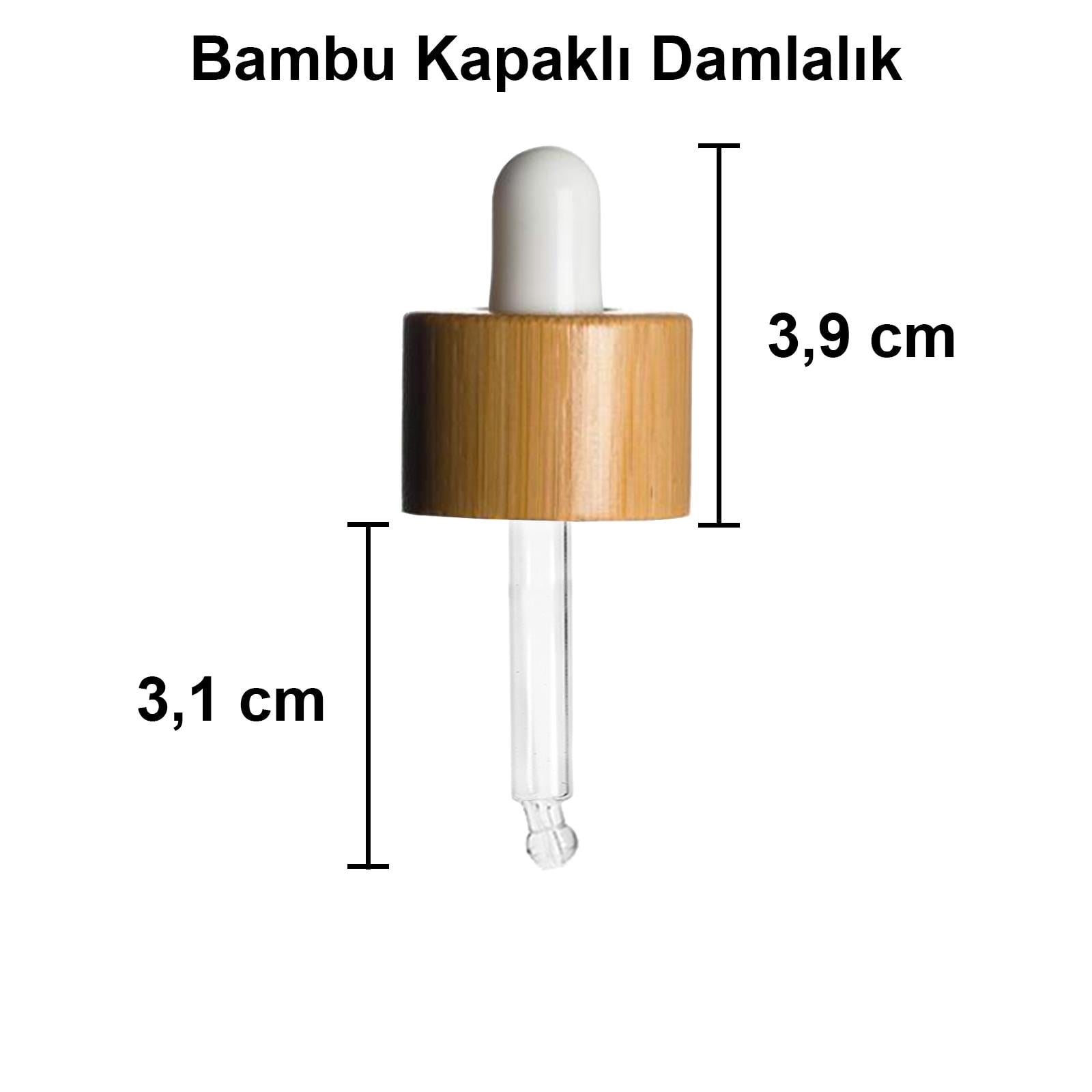 20cc Ahşap Bambu Damlalıklı Omuzlu Şeffaf Cam Şişe