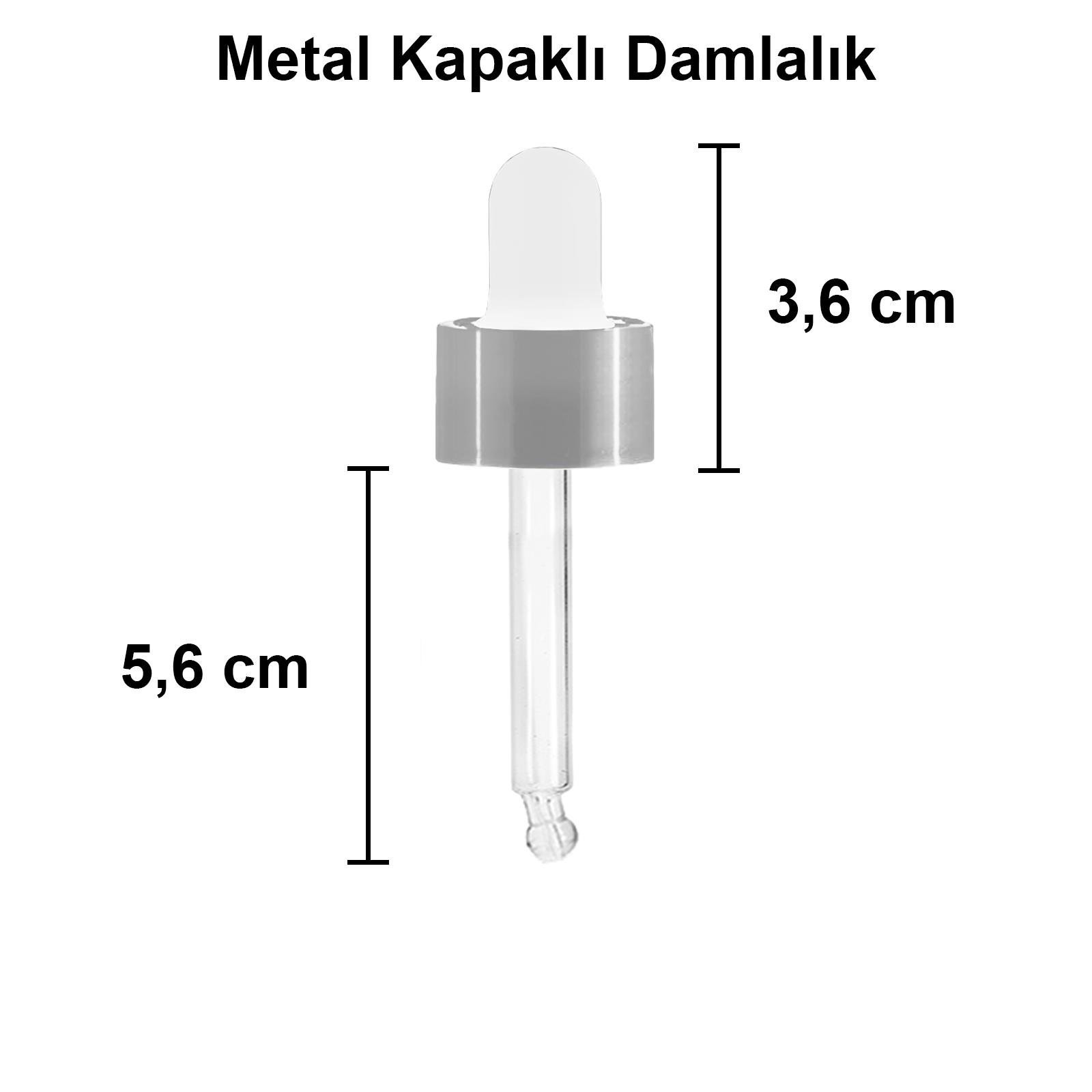 20cc Metal Damlalıklı Şeffaf Cam Şişe