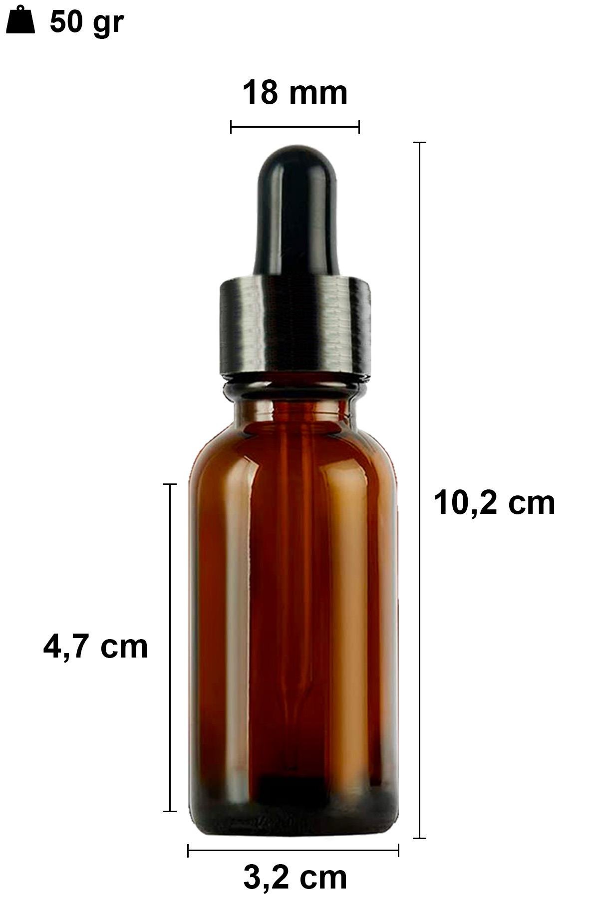 30cc Metal Damlalıklı Amber Cam Şişe