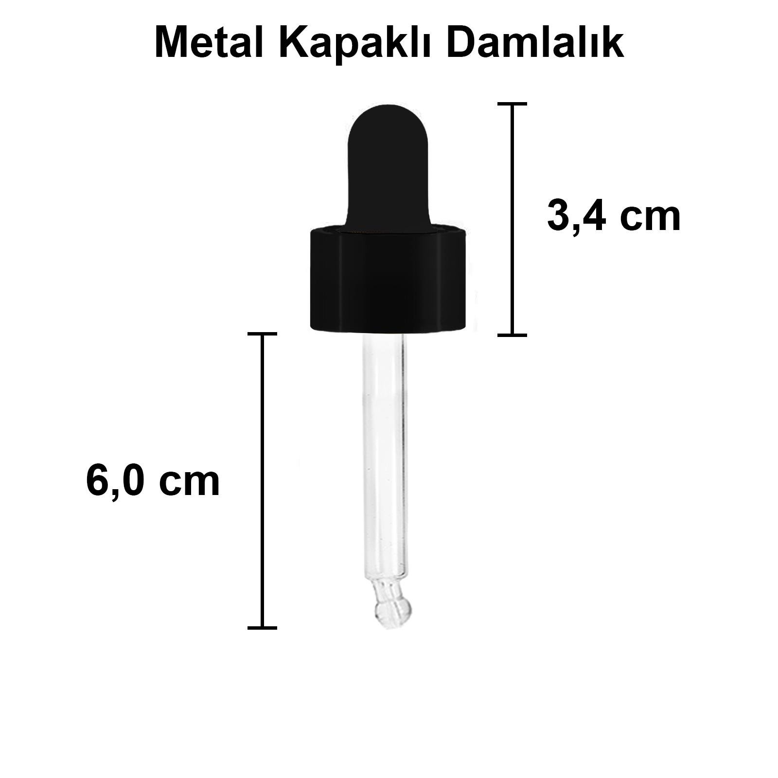 30cc Metal Damlalıklı Amber Cam Şişe