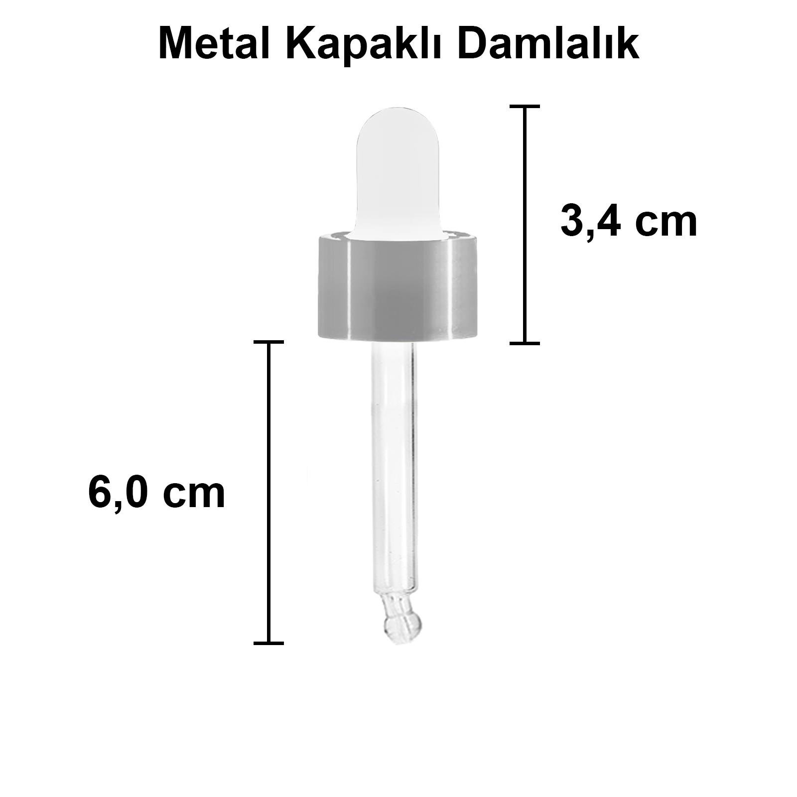 30cc Metal Damlalıklı Şeffaf Cam Şişe
