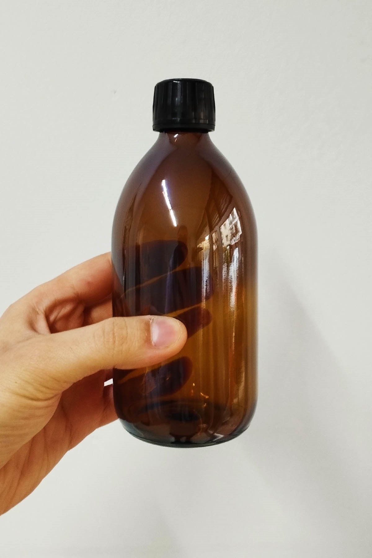 500cc Amber Ecza Cam Şişe Kapaklı