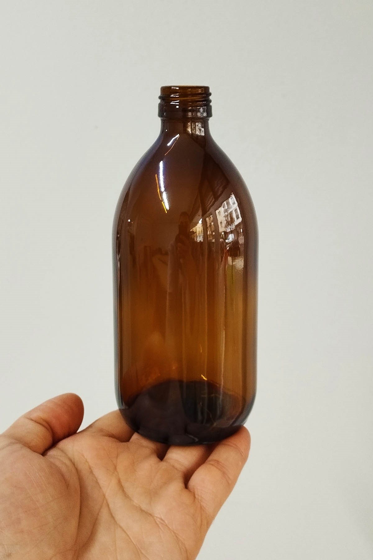 500cc Amber Ecza Cam Şişe Kapaklı