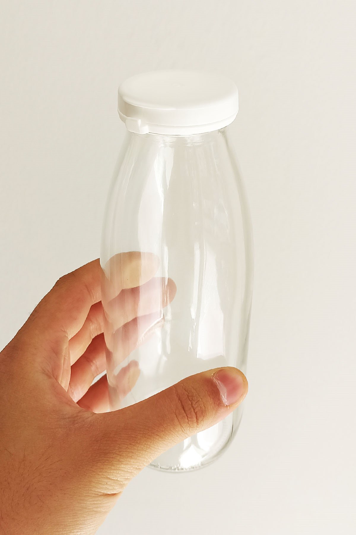 500cc Şeffaf Ayran, Süt Cam Şişe Plastik Kapaklı 