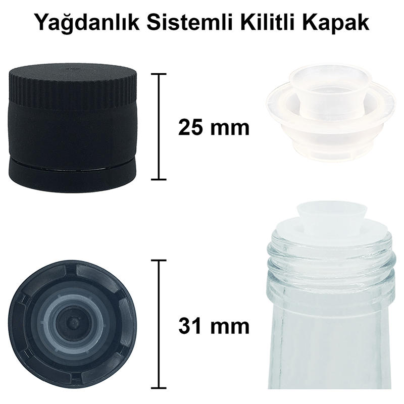 500cc Şeffaf Maraska Köşeli Cam Şişe Kapaklı