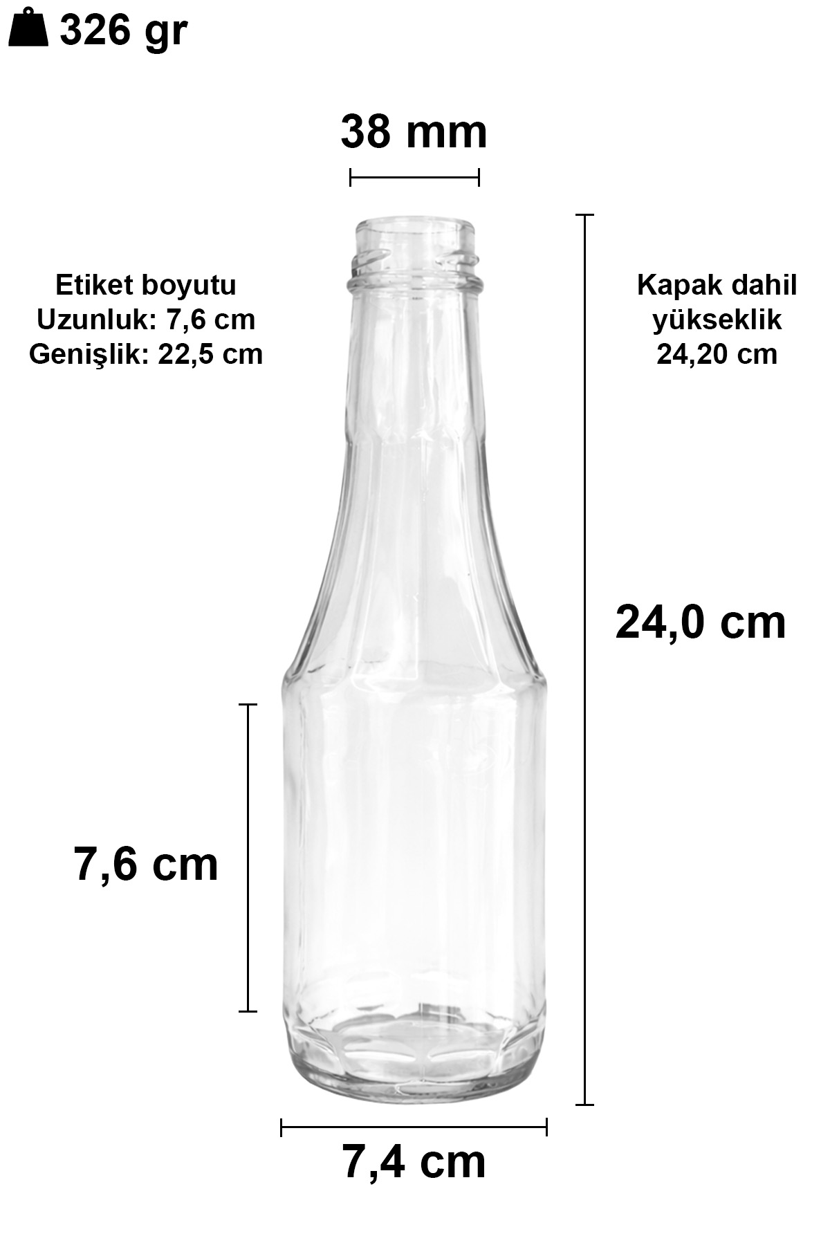 500cc Şeffaf Meyve Suyu Sütun Cam Şişe Derin Metal Kapaklı