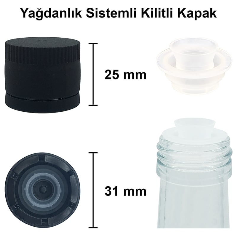 500cc Yeşil Maraska Köşeli Cam Şişe Kapaklı