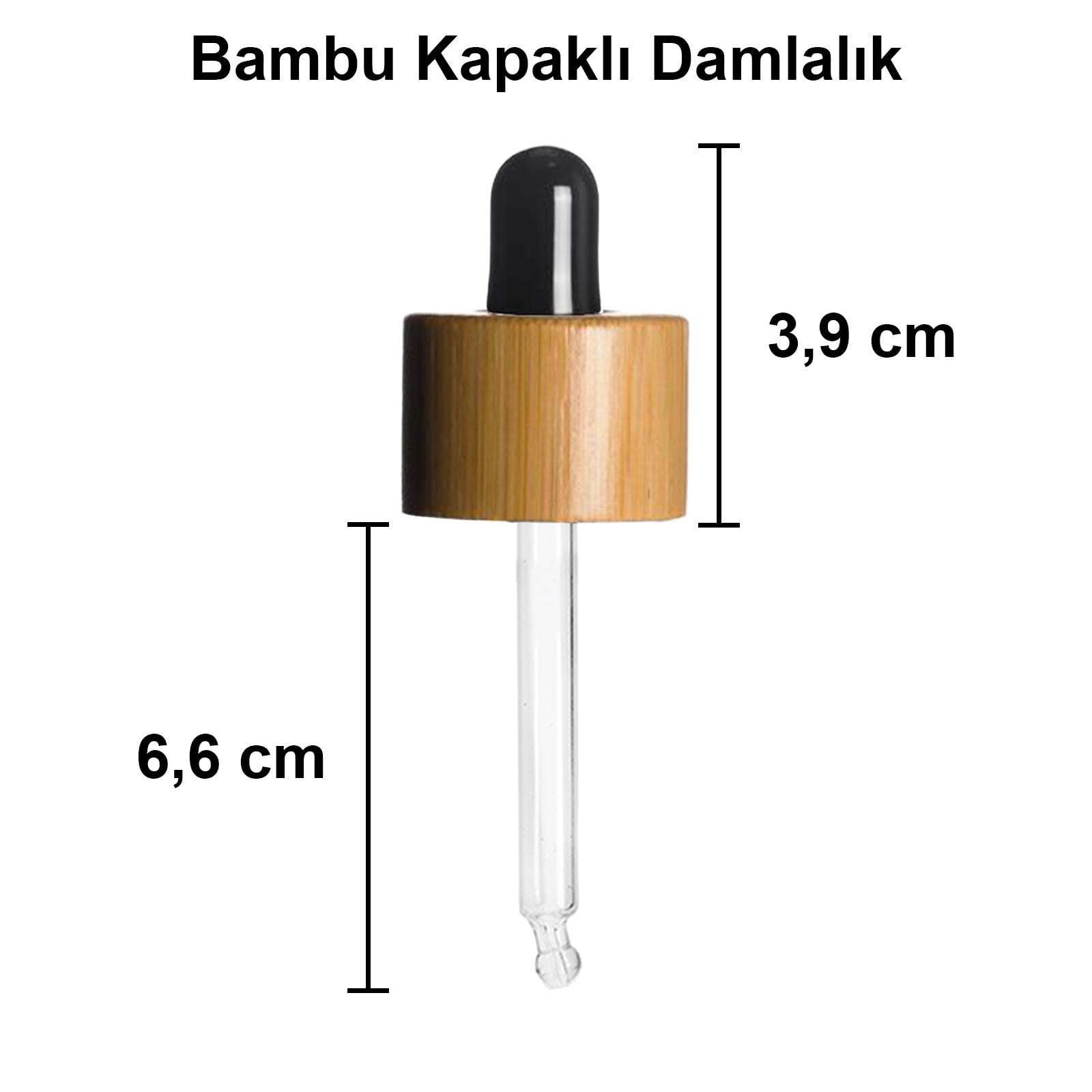 50cc Ahşap Bambu Damlalıklı Omuzlu Şeffaf Cam Şişe