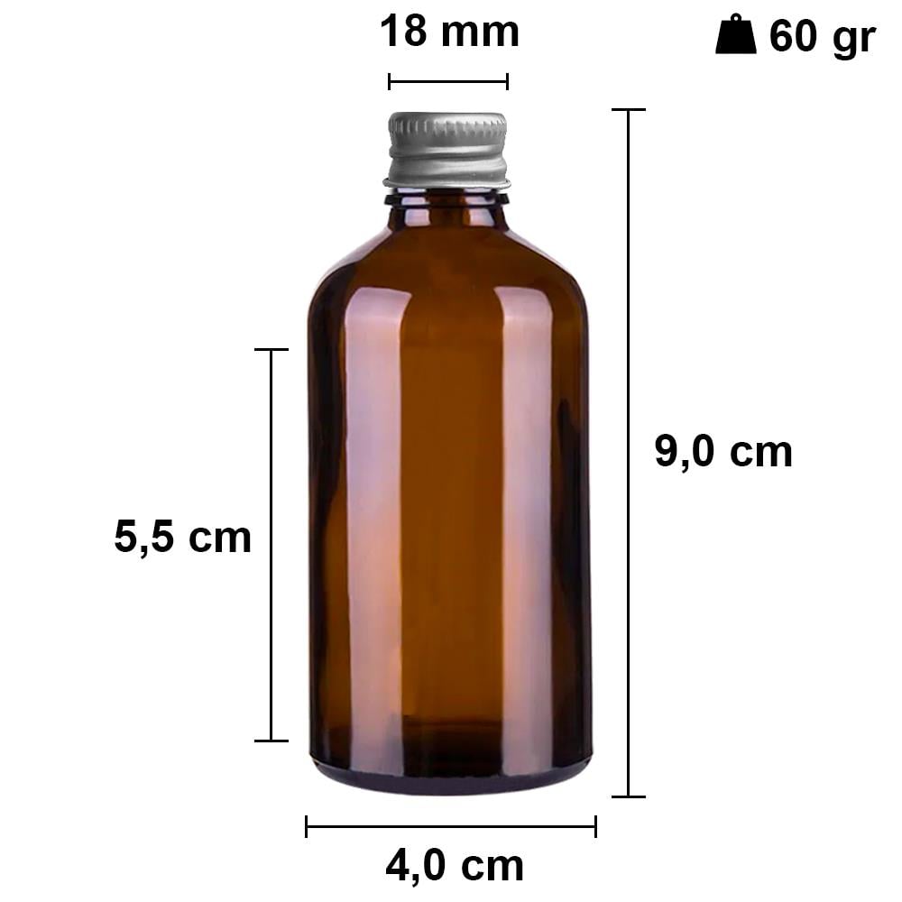 50cc Metal Kapaklı Amber Cam Şişe