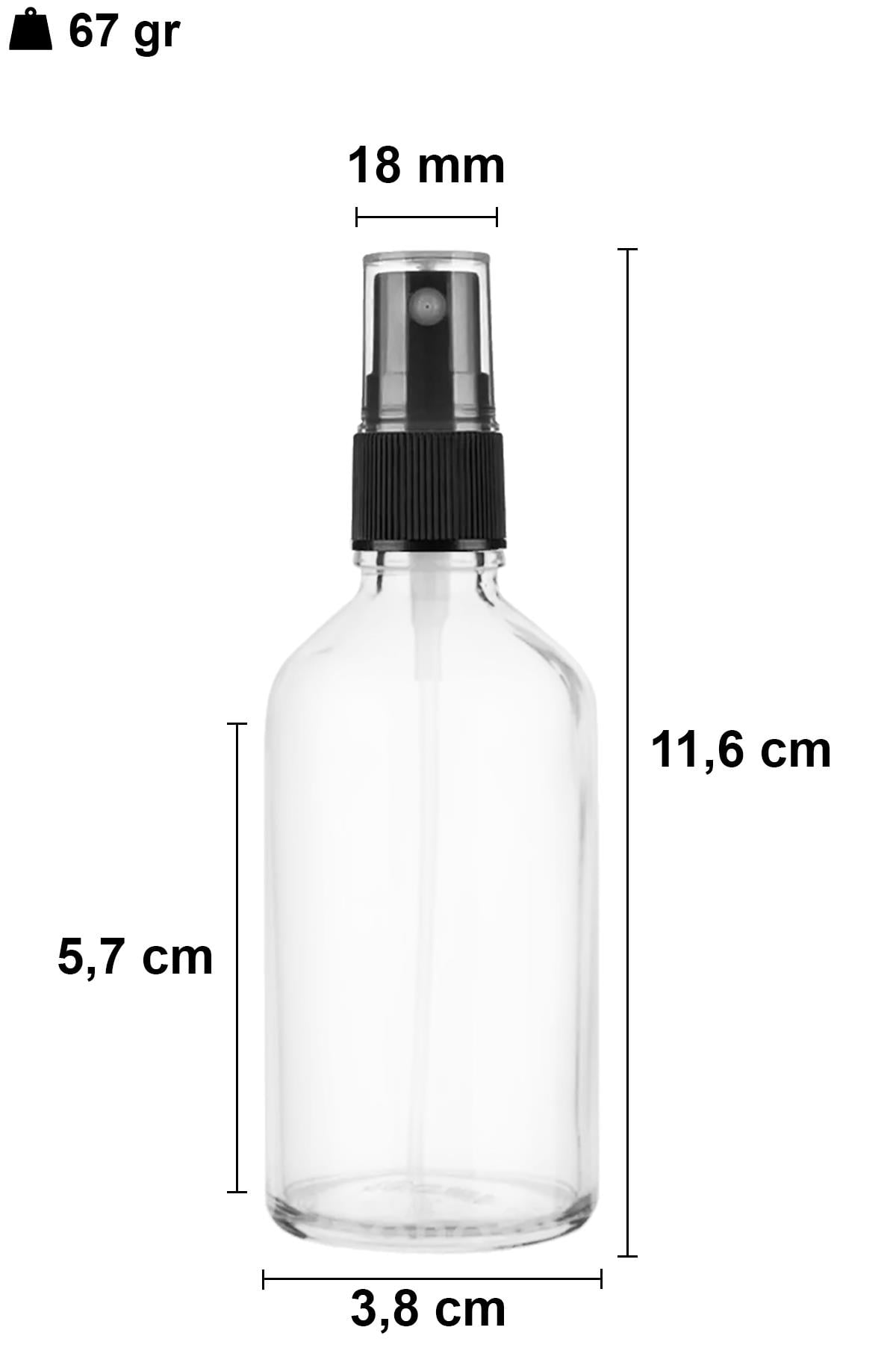50cc Spreyli Şeffaf Cam Şişe