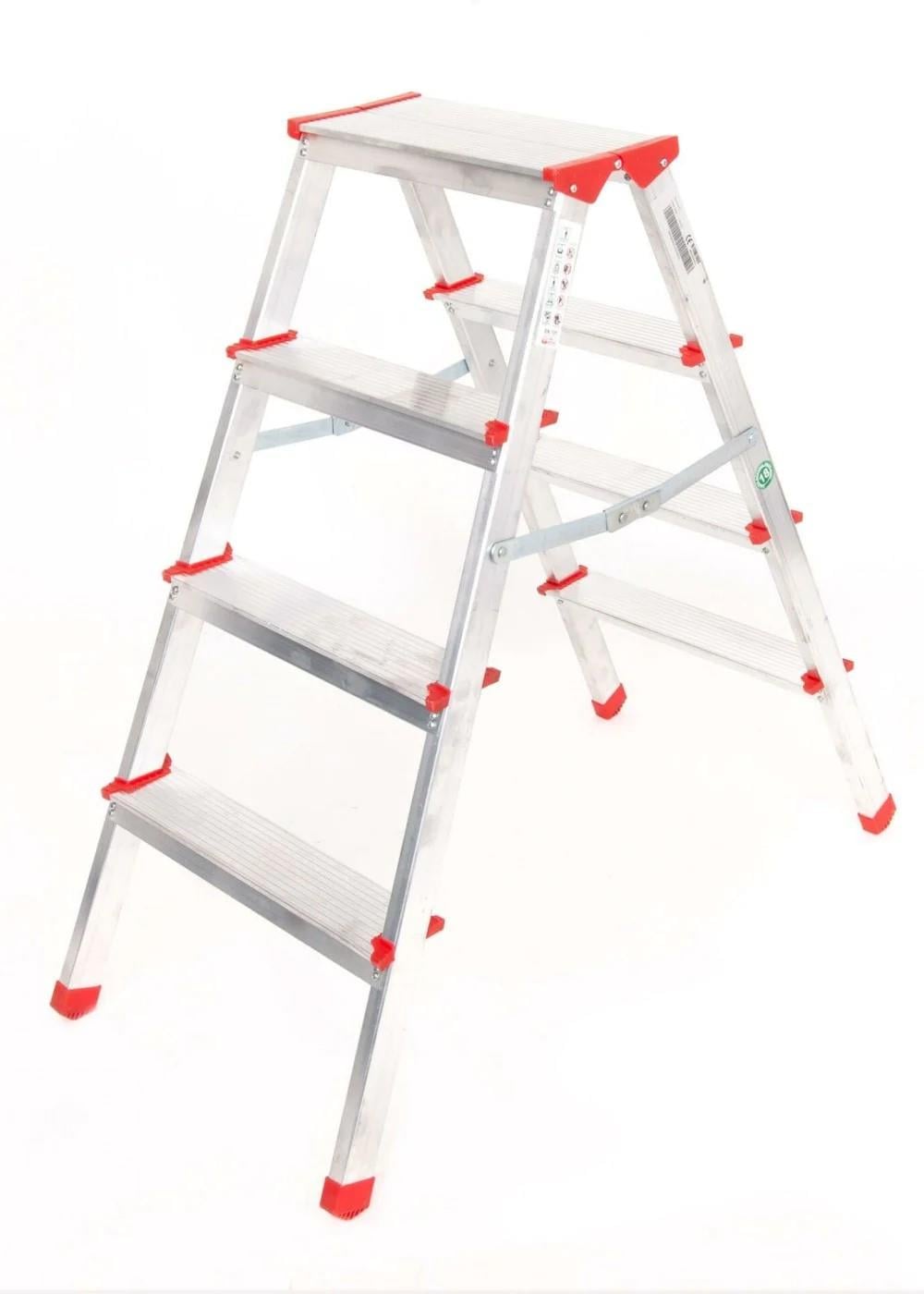 A Tipi 4 Basamaklı Çift Çıkışlı Alüminyum Merdiven 91 Cm