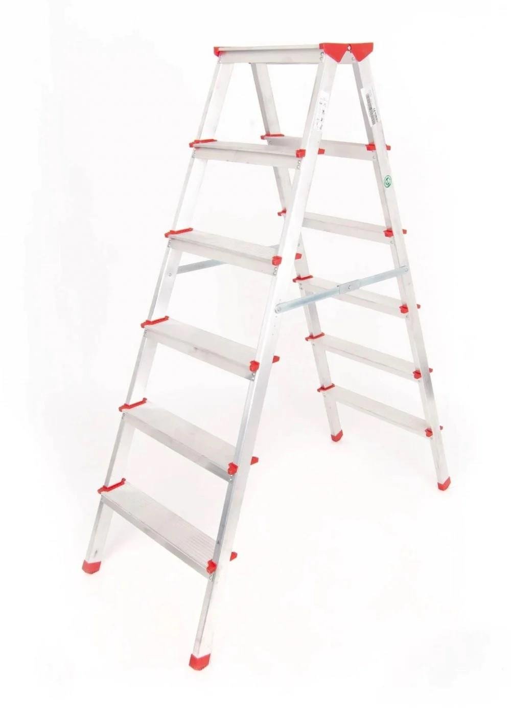 A Tipi 6 Basamaklı Çift Çıkışlı Alüminyum Merdiven 137 Cm