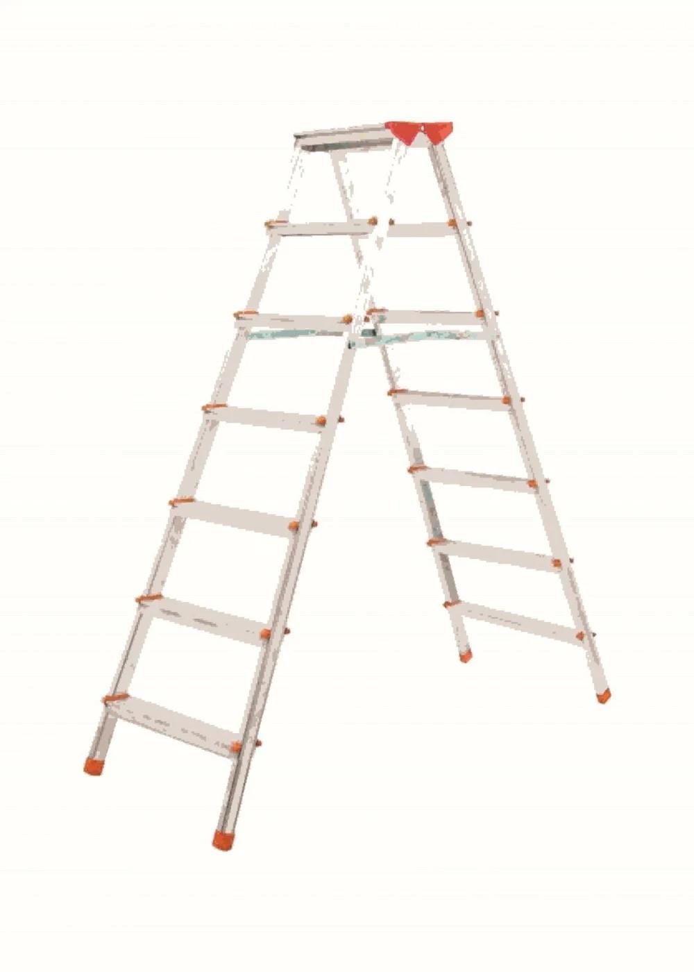 A Tipi 7 Basamaklı Çift Çıkışlı Alüminyum Merdiven 157 Cm