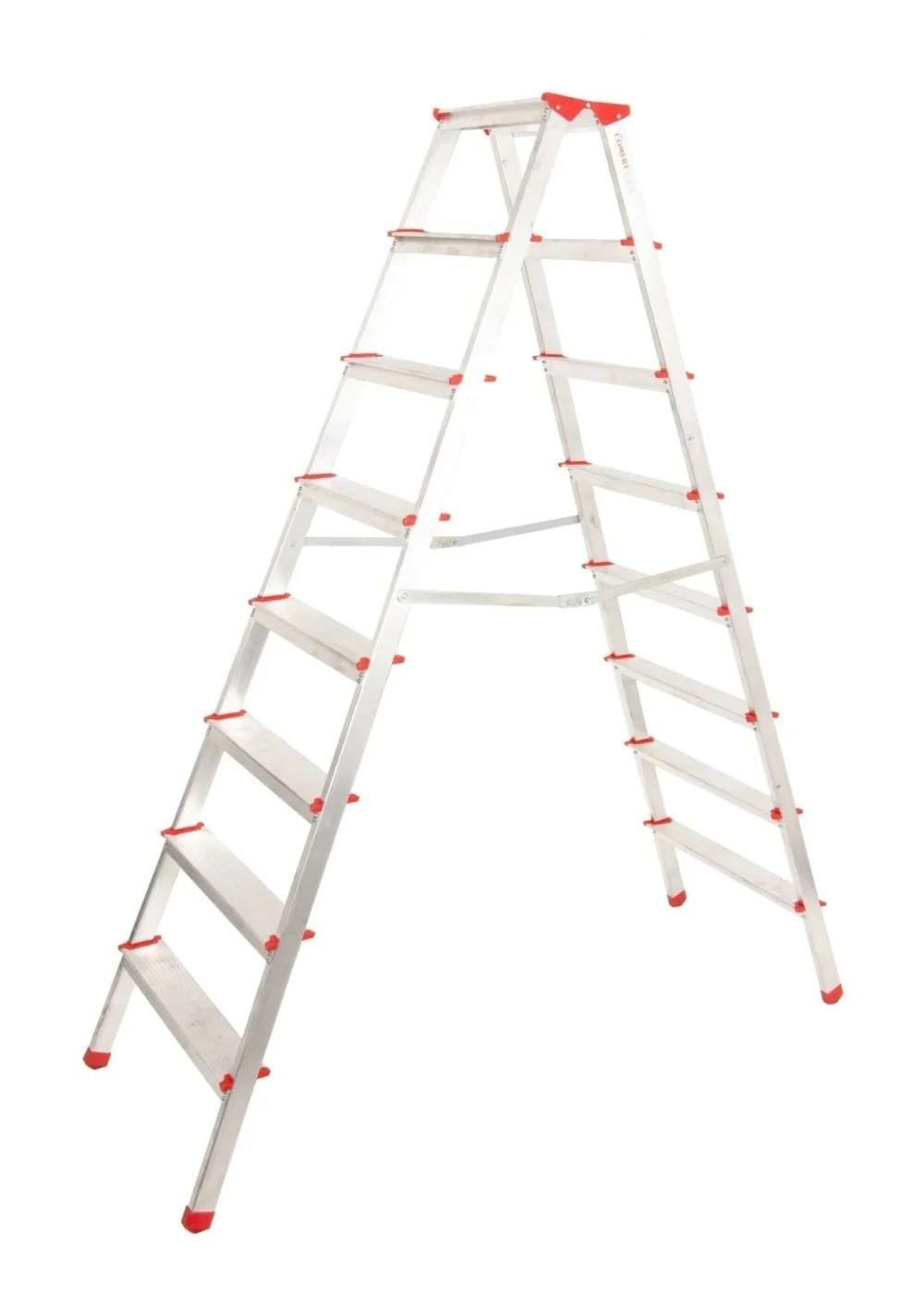 A Tipi 8 Basamaklı Çift Çıkışlı Alüminyum Merdiven 181 Cm