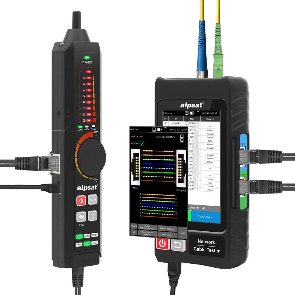 Alpsat AS324 Çok Fonksiyonlu RJ45 Ağ Kablosu ve Fiber Optik Kablo Test Cihazı