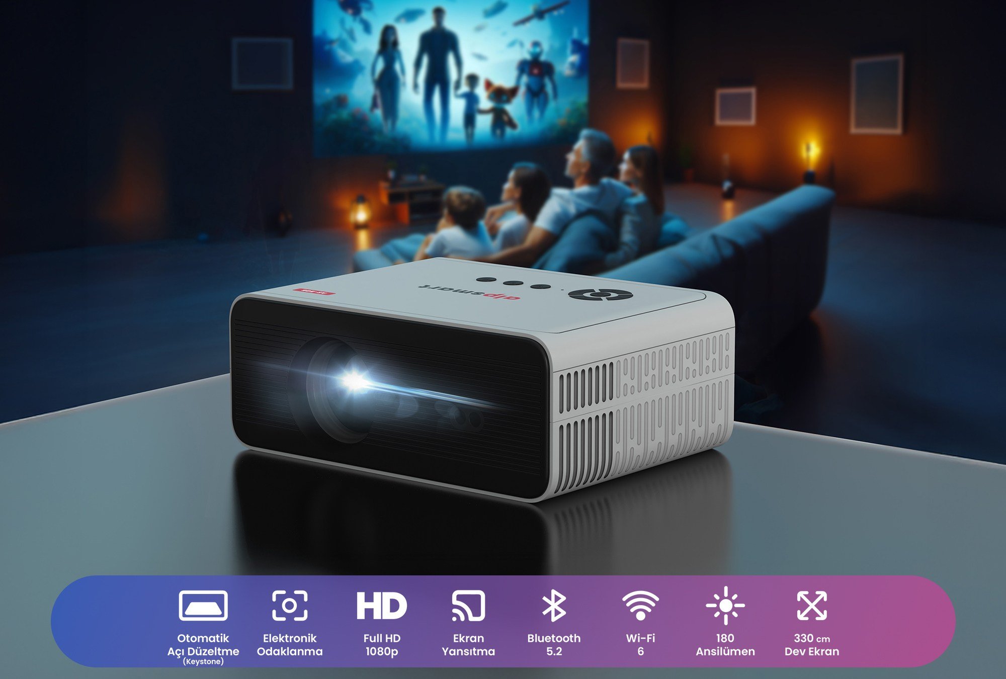 Alpsmart AS-585 Android 11 Akıllı LED Projeksiyon Cihazı
