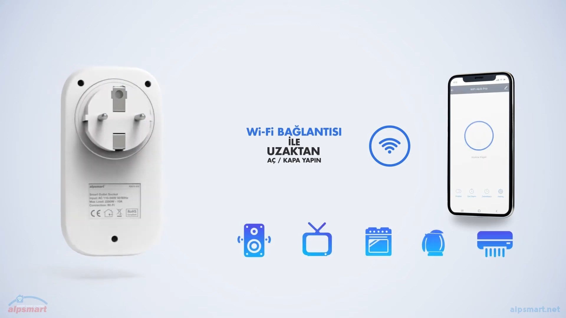 Alpsmart AS-816EU Akıllı Wi-Fi Priz 16A