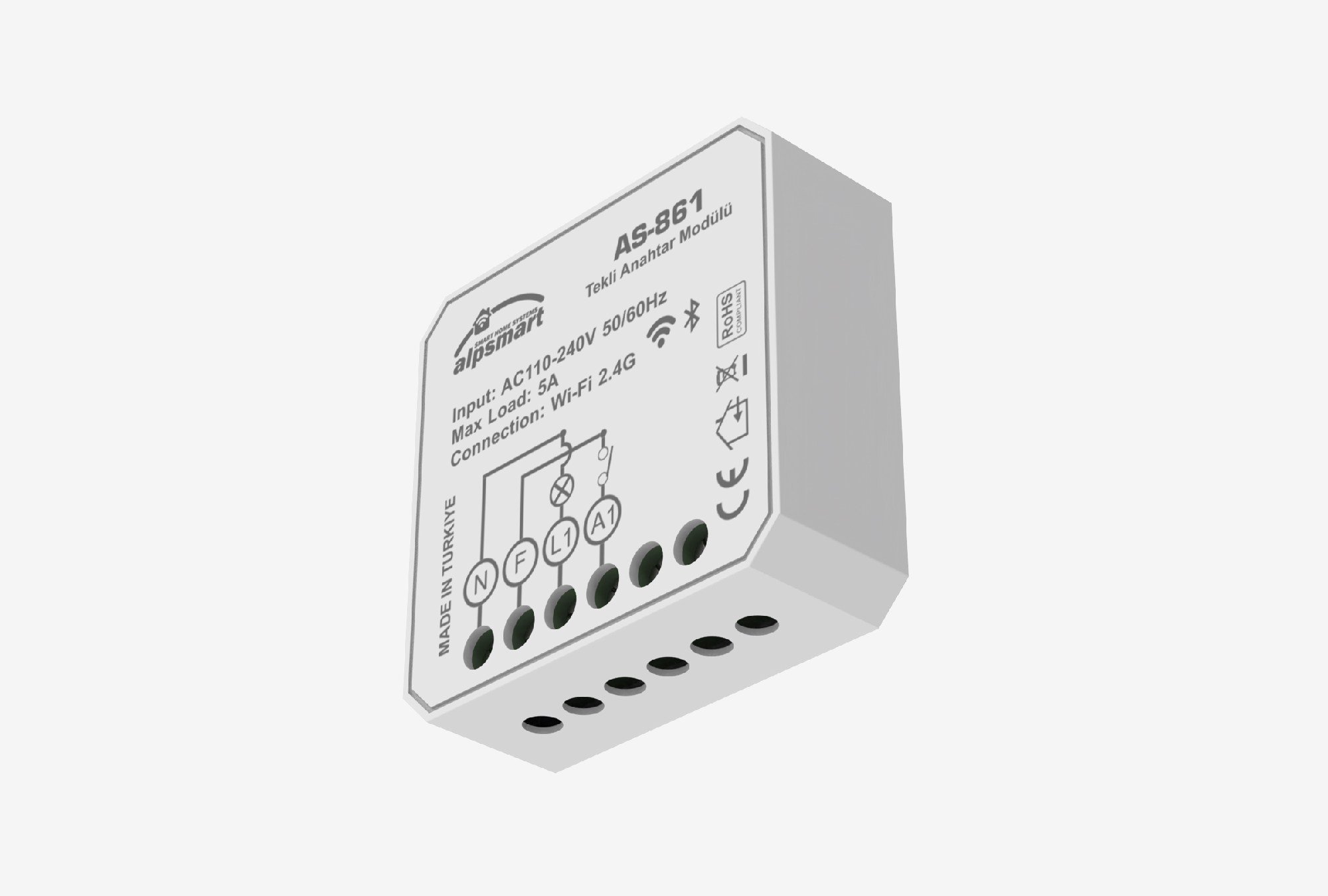 Alpsmart AS-861 Tekli Akıllı Wi-Fi Anahtar Modülü