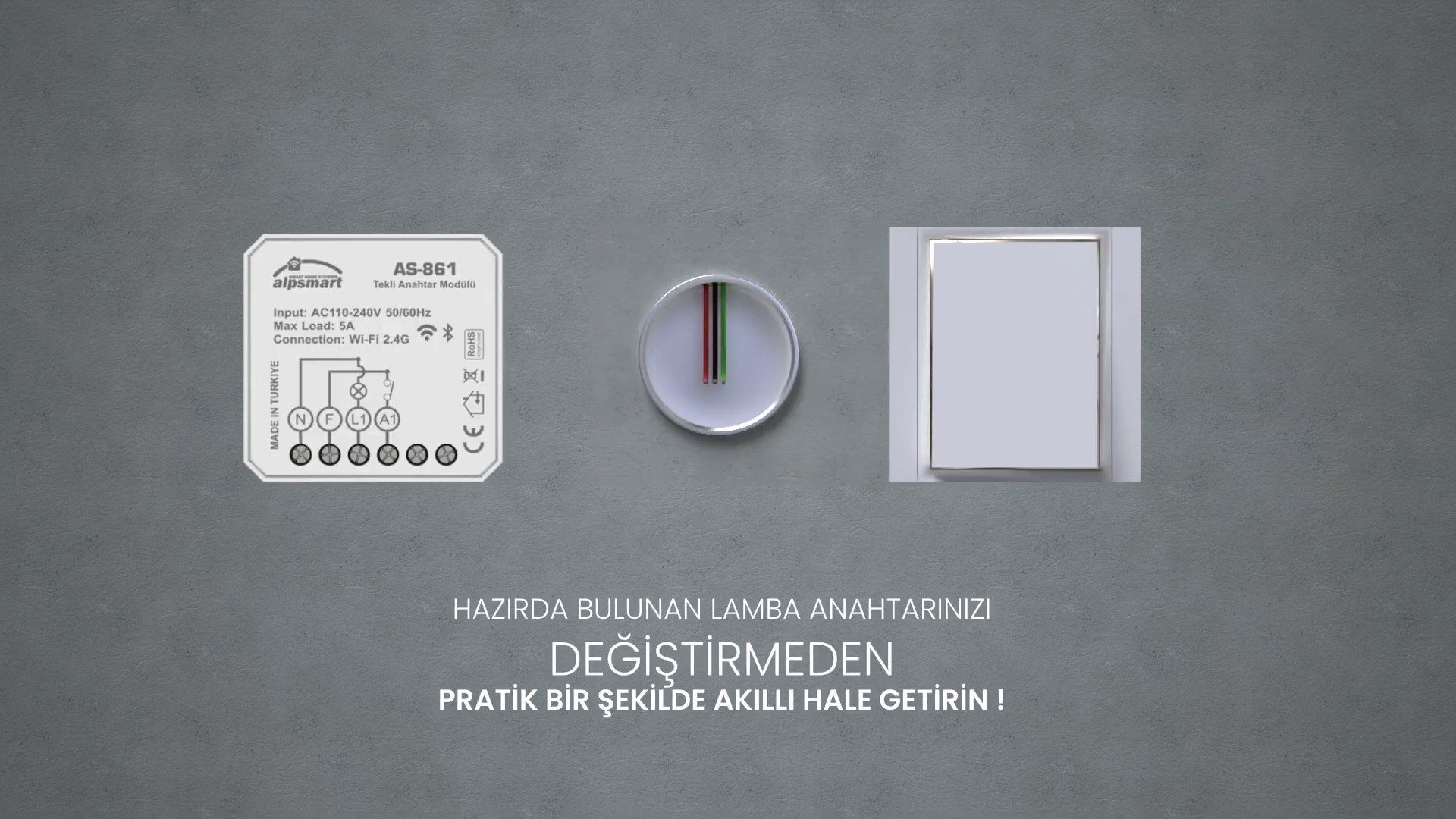 Alpsmart  AS-862 Çiftli Akıllı Wi-Fi Anahtar Modülü