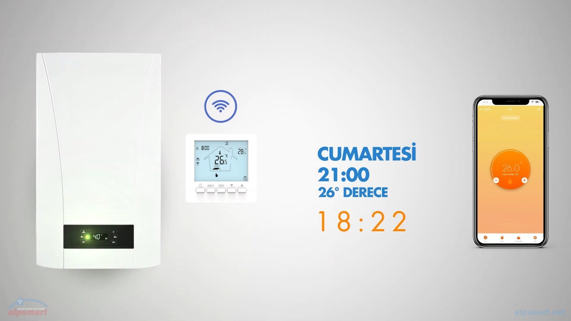 Alpsmart AS-880K Akıllı Wi-Fi Kombi Kontrol Termostatı