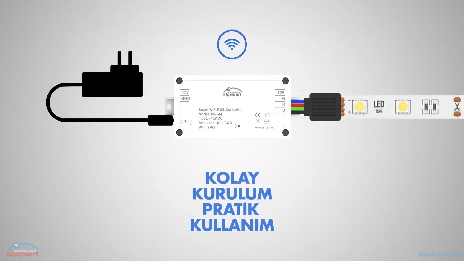 Alpsmart AS844 Akıllı Wi-Fi RGB LED Şerit Kontrolcüsü