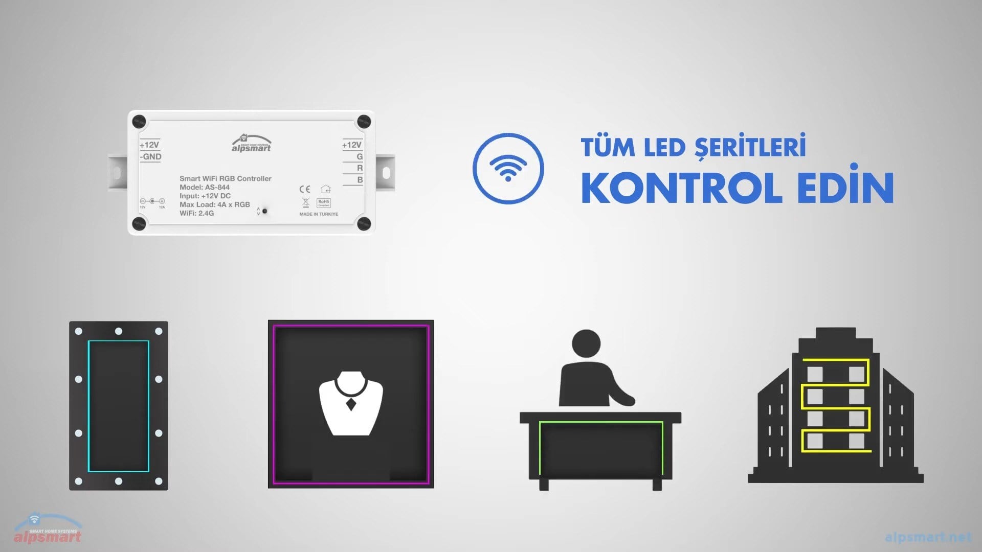 Alpsmart AS844 Akıllı Wi-Fi RGB LED Şerit Kontrolcüsü