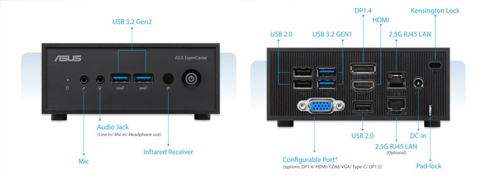 Asus MiniPC PN42-SN004AV N100 4GB 128GB M.2 SSD WIN11PRO  HDMI / DP / VGA / Wi-Fi / Bluetooth / VESA)
