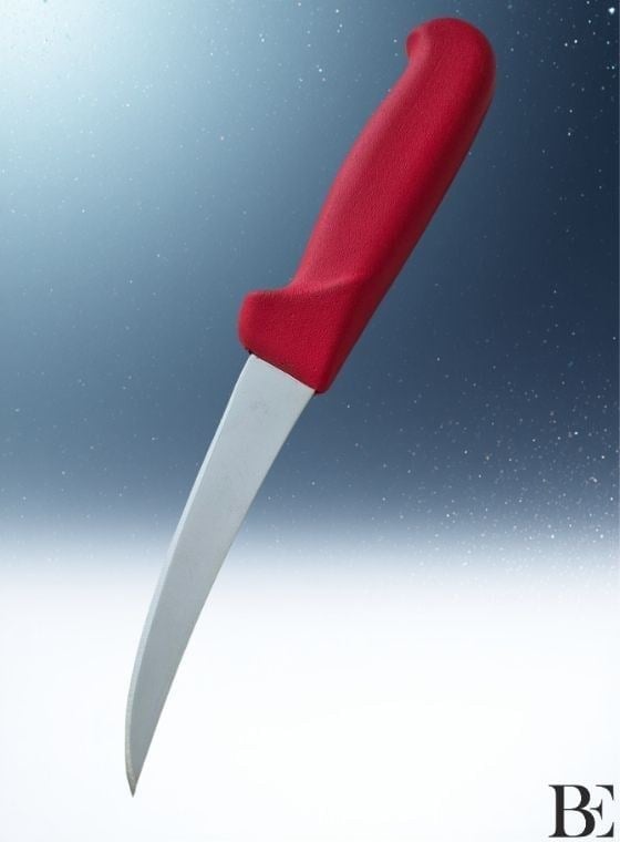 BeKnife Bemiral 13cm Kıvrık Kemik Sıyırma Bıçağı 10354.13 Fibrox Kaymaz Saplı 20mm X 130mm X 2.5mm Kırmızı