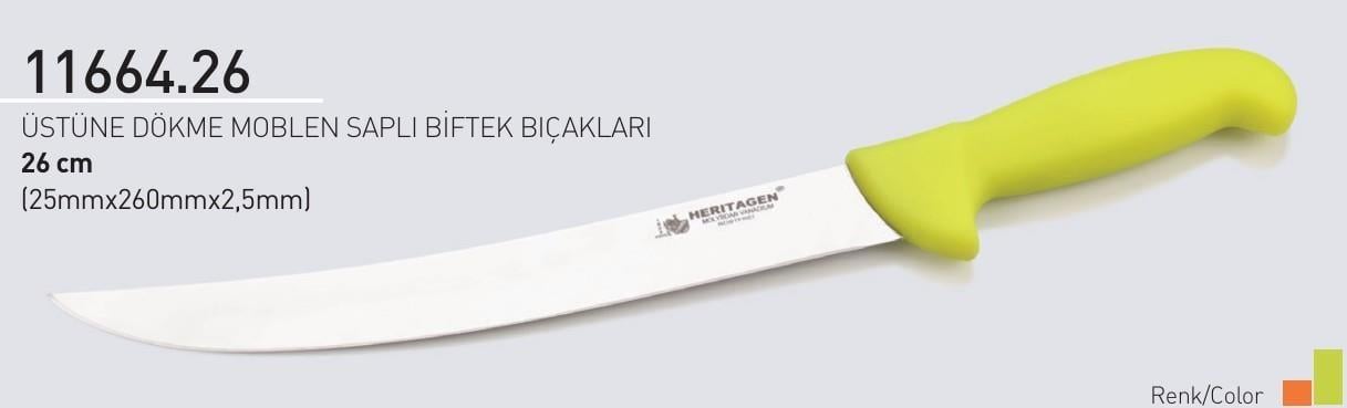 Biftek Bıçağı 26 cm Heritagen Üstüne Dökme Moblen Saplı 25mm X 260mm X 2.5mm 11664.26