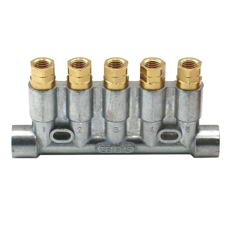 Bijur Delimon ZEM345C-V - Piston dağıtıcı 345 - Yağ ve sıvı gres için - Çıkışlar: 5 - 0,01-0,16 ccm
