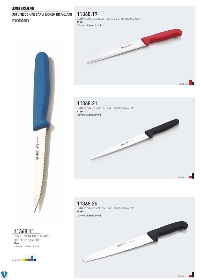 Dişli Ekmek Bıçağı 21 cm Hulusi Bıçak Üstüne Dökme Moblen Saplı 25mm X 210mm X 2mm 11368.21