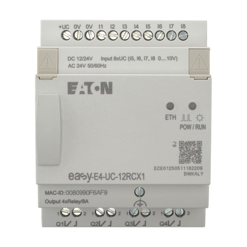 Eaton 197212 EASY-E4-UC-12RCX1 easyE4 12/24 V DC 24 V AC 8 Giriş 4 Röle Çıkışlı Kontrol Rölesi 197212