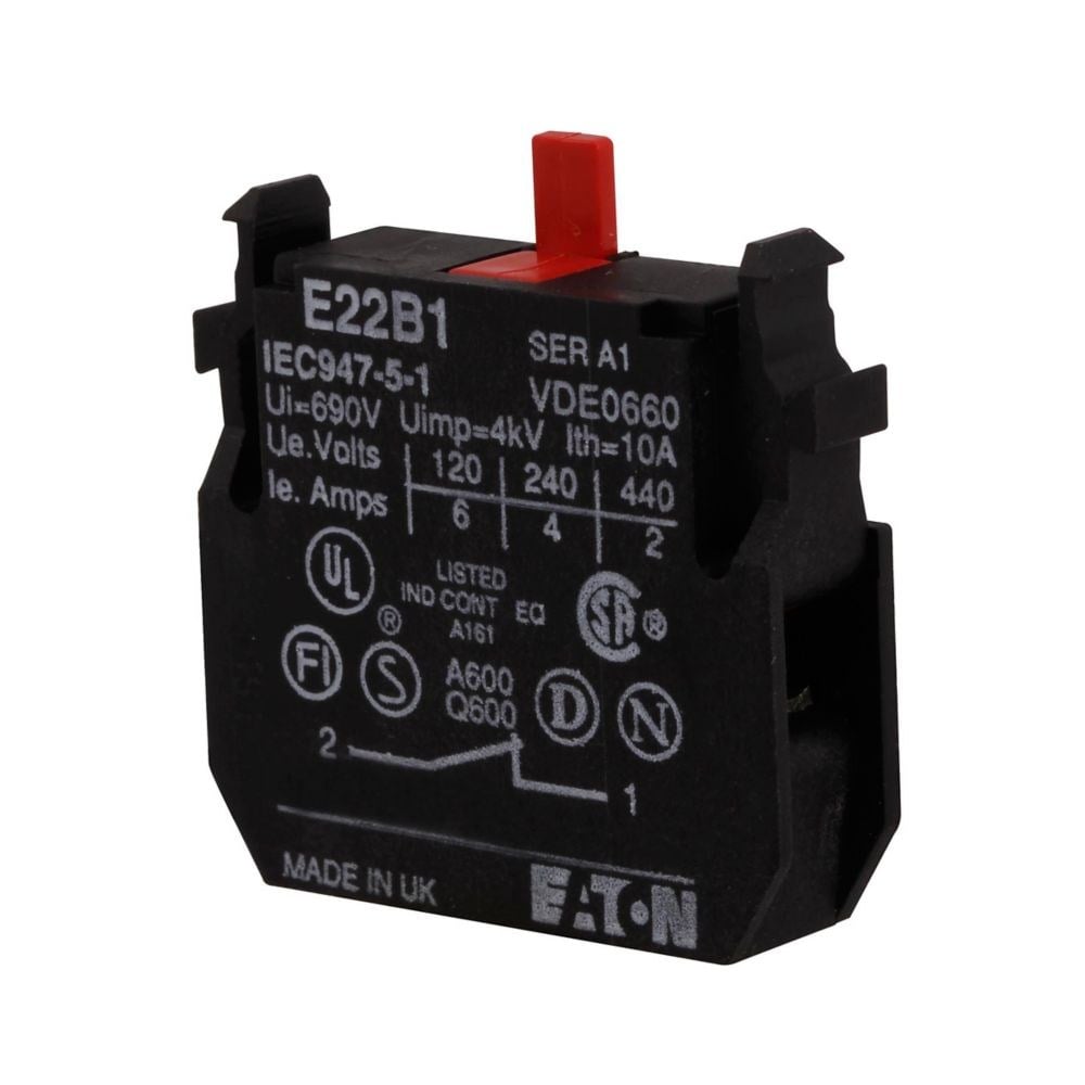 Eaton E22B1 22,5 mm 1 NC E22 Serisi Ağır Hizmet Tipi Kontak Bloğu E22B1