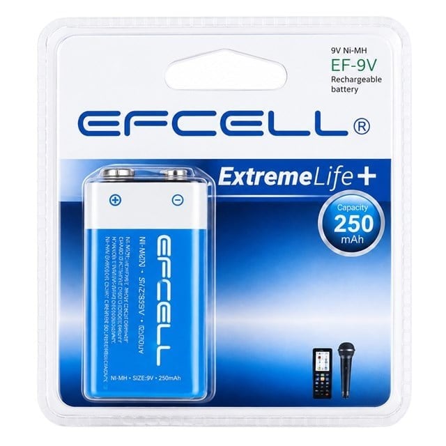 Efcell EF-9V 250mAh 9 Volt Ni-MH Şarj Edilebilir Pil