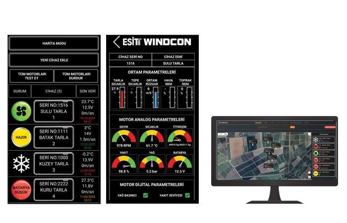Esit WINDCON PC Prog. ve Mobil App Rüzgar Makinesi / Don Pervanesi İzleme ve Kontrol Uygulaması
