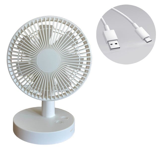 FENY FN-F75 180 Derece Ultra Sessiz 3 Kademeli Şarjlı Mini Masaüstü Beyaz Fan Vantilatör