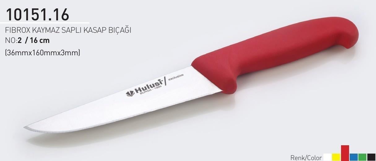 Fibrox Kaymaz Saplı Kasap Bıçağı 16 cm No.2 Hulusi - Drita Bıçak X 160mm X 3mm 10151.16 (MAVİ RENK)