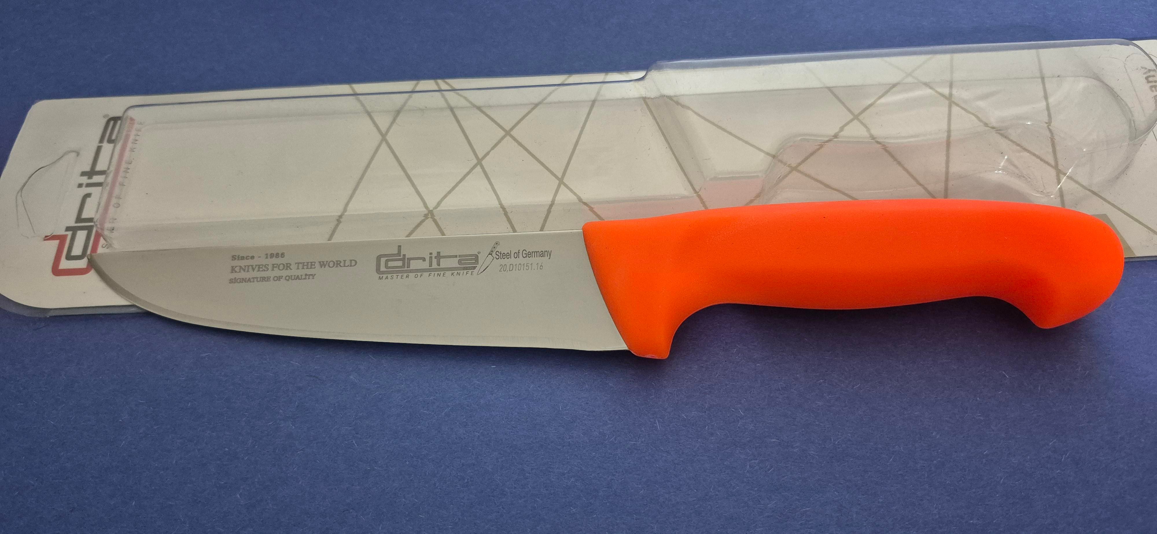 Fibrox Kaymaz Saplı Kasap Bıçağı 16 cm No.2 Hulusi - Drita Bıçak X 160mm X 3mm 10151.16 (TURUNCU RENK)
