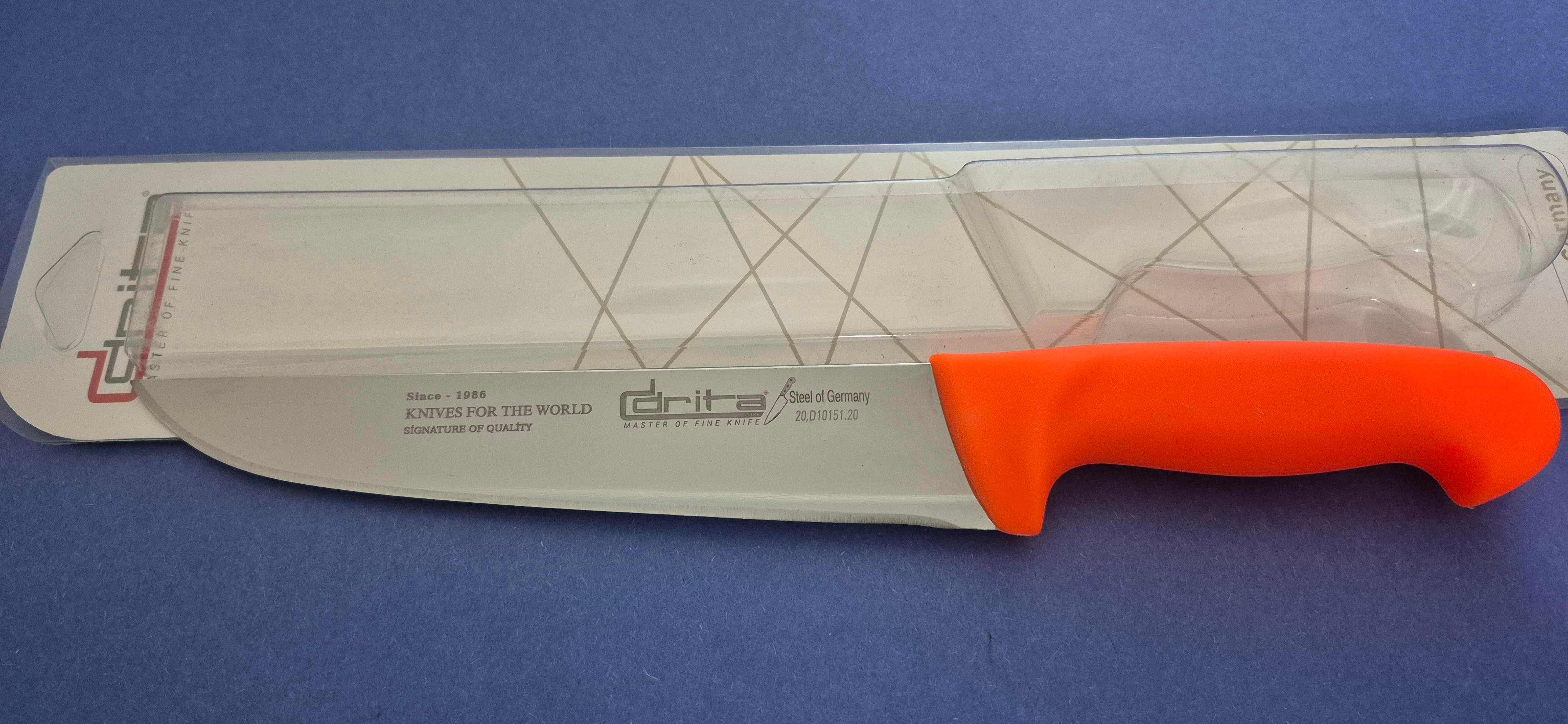 Fibrox Kaymaz Saplı Kasap Bıçağı 20 cm No.4 Hulusi - Drita Bıçak 40mm X 200mm X 3mm 10151.20 (TURUNCU RENK)
