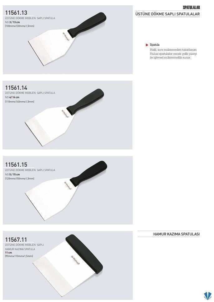 Hamur Kazıma Spatulası Hulusi Bıçak Unlu Mamüller Üstüne Dökme Moblen Saplı 11 cm 90mm X 110mm X 1.5mm 11567.11