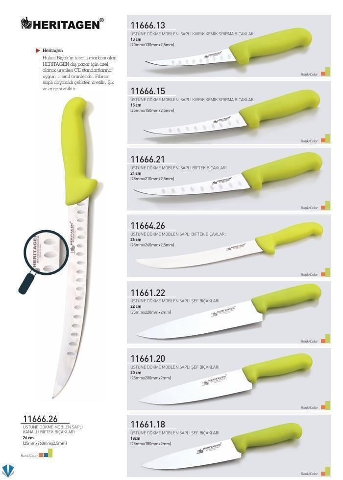 Heritagen Kasap Bıçağı 16 cm No.2 Üstüne Dökme Moblen Saplı 36mm X 160mm X 3mm 11661.16